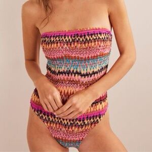 BODEN | Smocked Bandeau Swimsuit